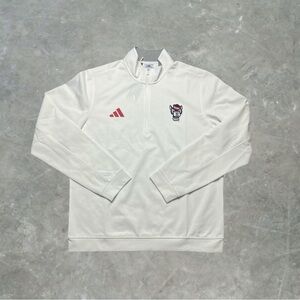 Adidas NC State Wolfpack Elevated 1/4 Zip Sweater Mens Size M White/Red NWT